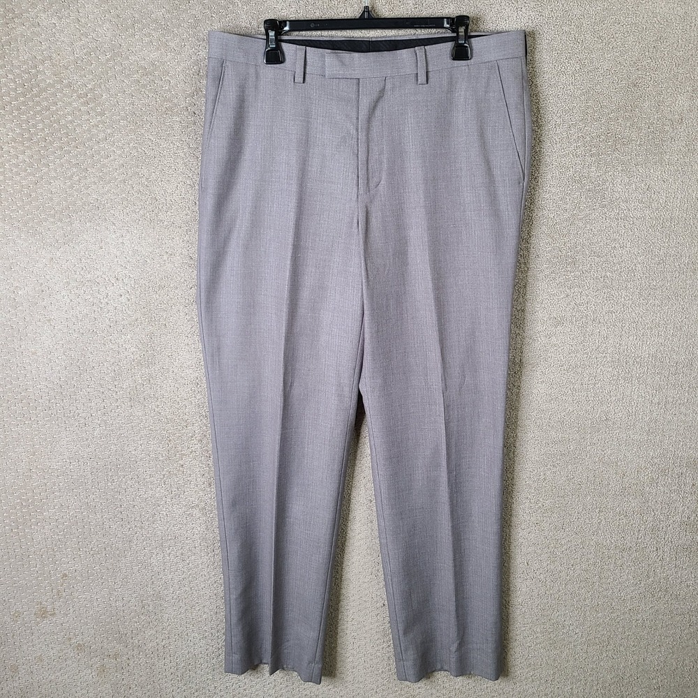 Murano Pants Mens 36x32 Gray Dress Slim Fit Polyester Viscose Trouser Formal